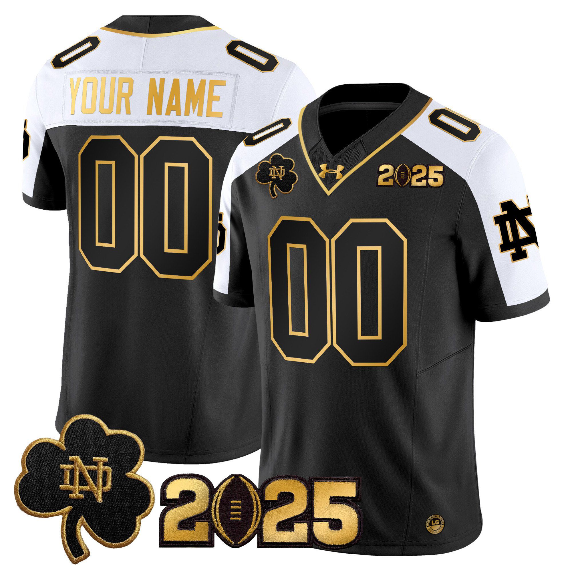 Men Notre Dame Fighting Irish Black 2025 CFP Final Patch Gold Vapor Limited Custom NCAA Jersey